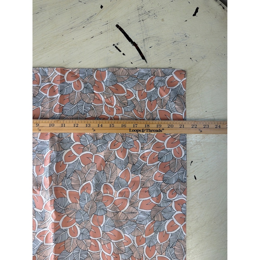 MSI Paris Scarf Womens OS Vintage Leaf Print Terracotta Grey Square Made in USA - Picture 5 of 6